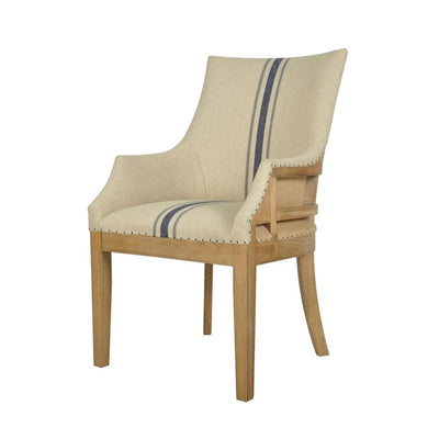 Oakwood Linen Armchair Blue Stripe