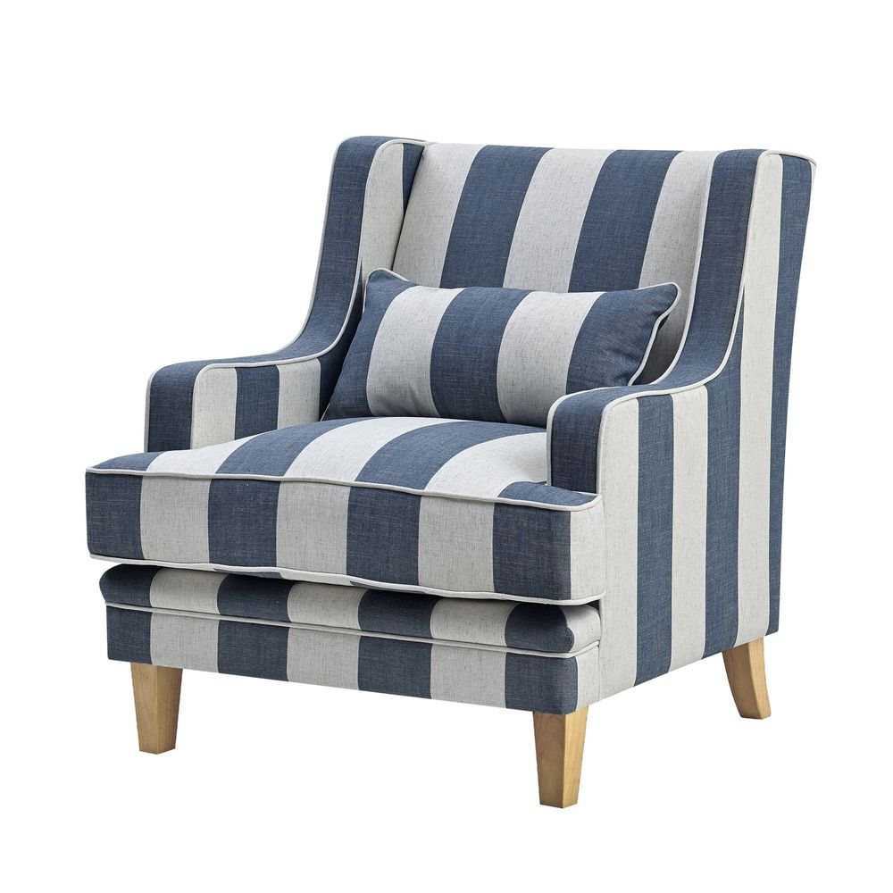 Bondi Denim and Cream Stripe Armchair