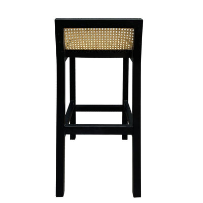 Amalfi Black Elm Wood and Rattan Barstool