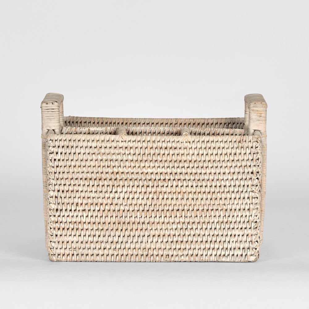 Paume Rattan Cutlery Caddy White Wash