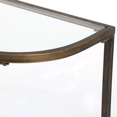 Palladium Curved Glass Console Table Brass