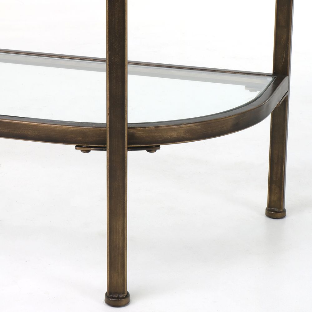 Palladium Curved Glass Console Table Brass