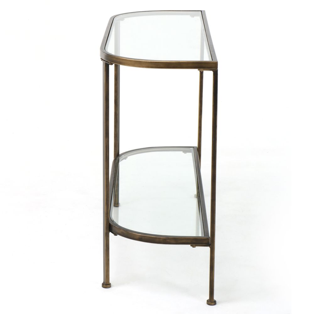 Palladium Curved Glass Console Table Brass