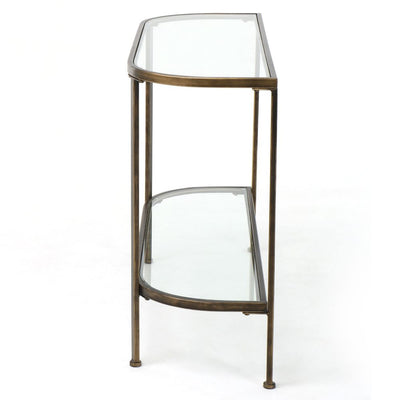 Palladium Curved Glass Console Table Brass