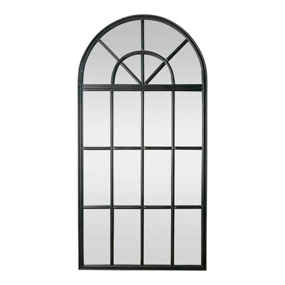 Large Iron Arch Mirror With Panes Antique Black