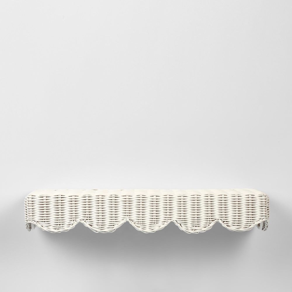 Belle Rattan Wall Shelf White 60Cm