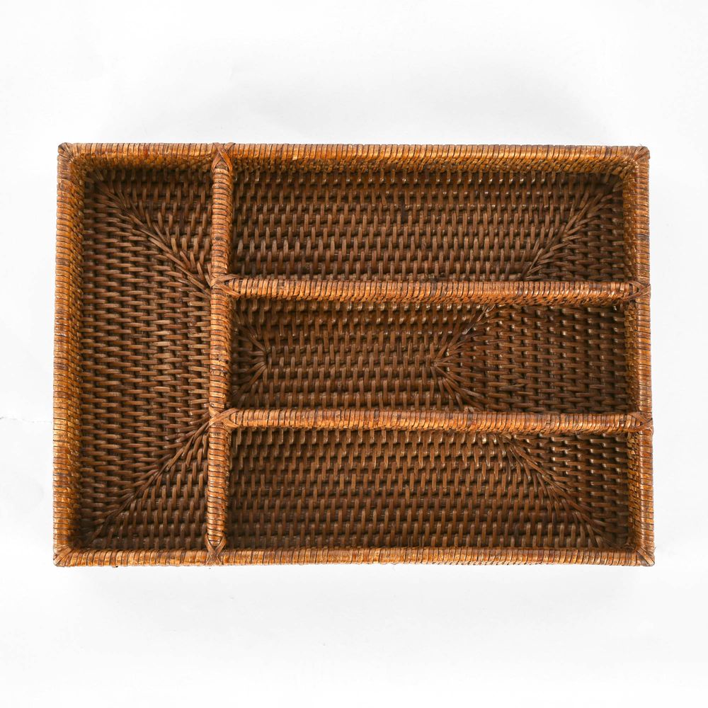 Paume Rattan Cutlery Tray Antique Brown