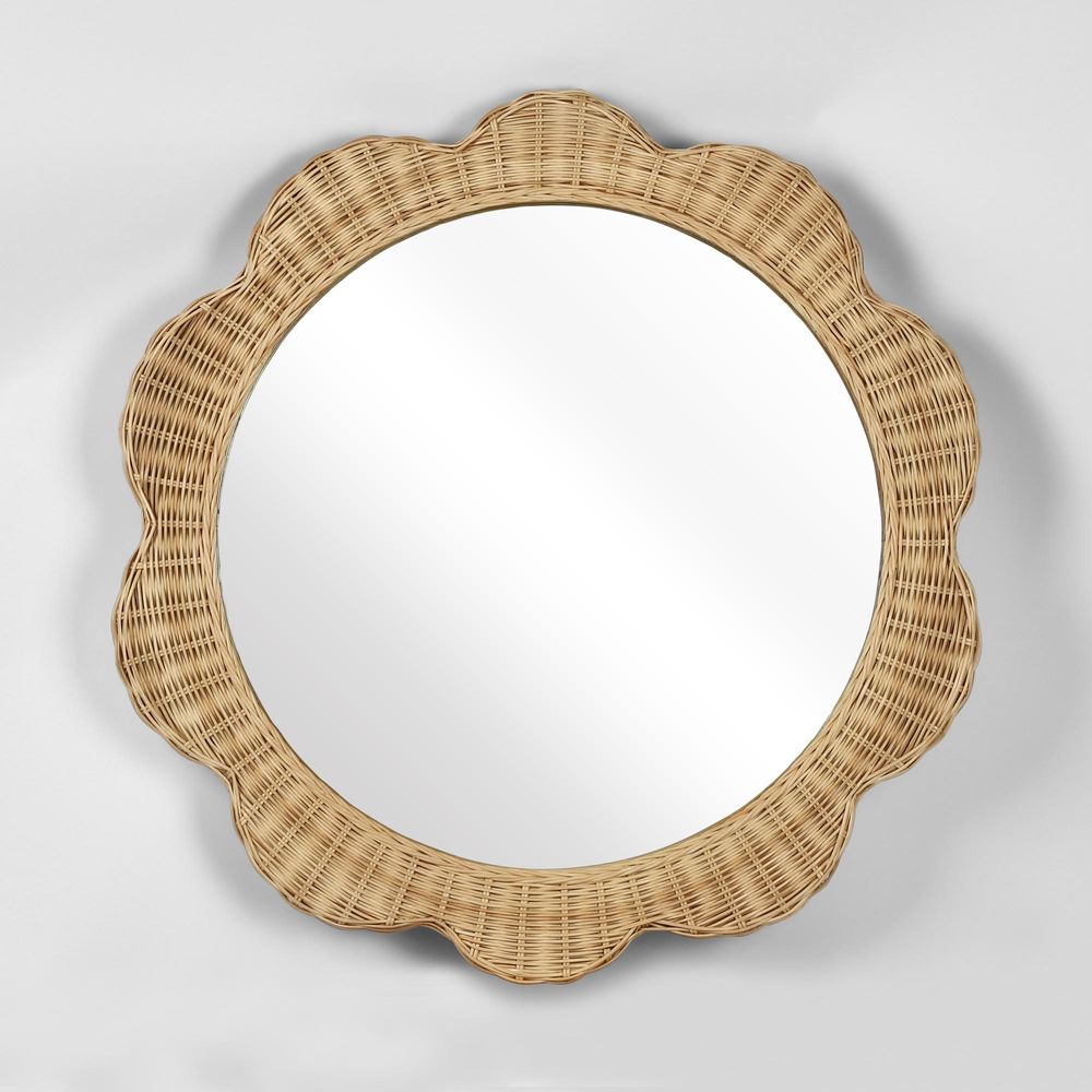 Belle Rattan Scallop Round Mirror