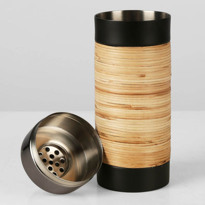 Plantation Cocktail Shaker Black & Rattan