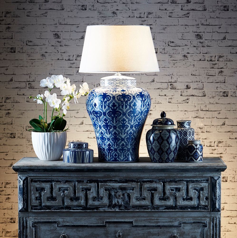 Churchill Ceramic Table Lamp Base Blue and White