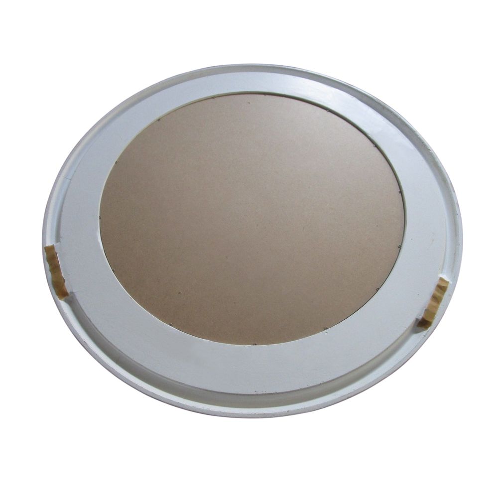 Samantha White Round Beaded Mirror