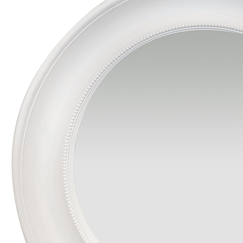 Samantha White Round Beaded Mirror