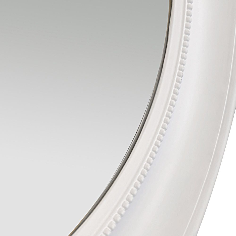 Samantha White Round Beaded Mirror