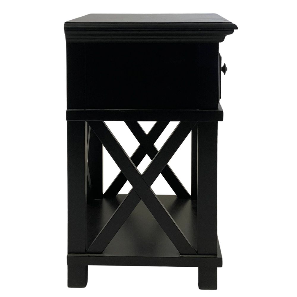 Sorrento Black Bedside Table with Shelf