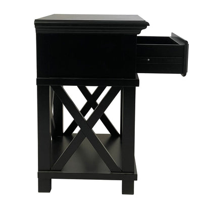 Sorrento Black Bedside Table with Shelf