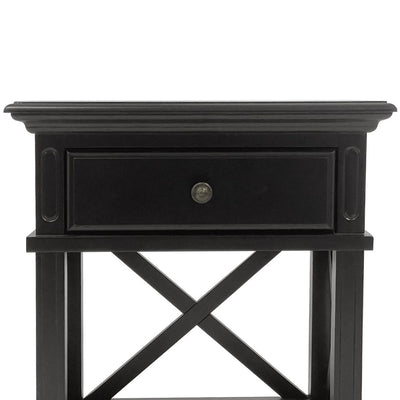 Sorrento Black Bedside Table with Shelf