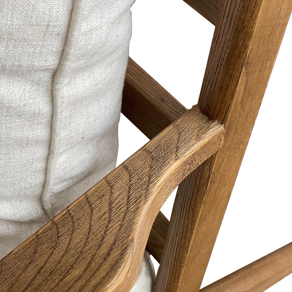 Ash Wood Chair W/Natural Cream Cushions