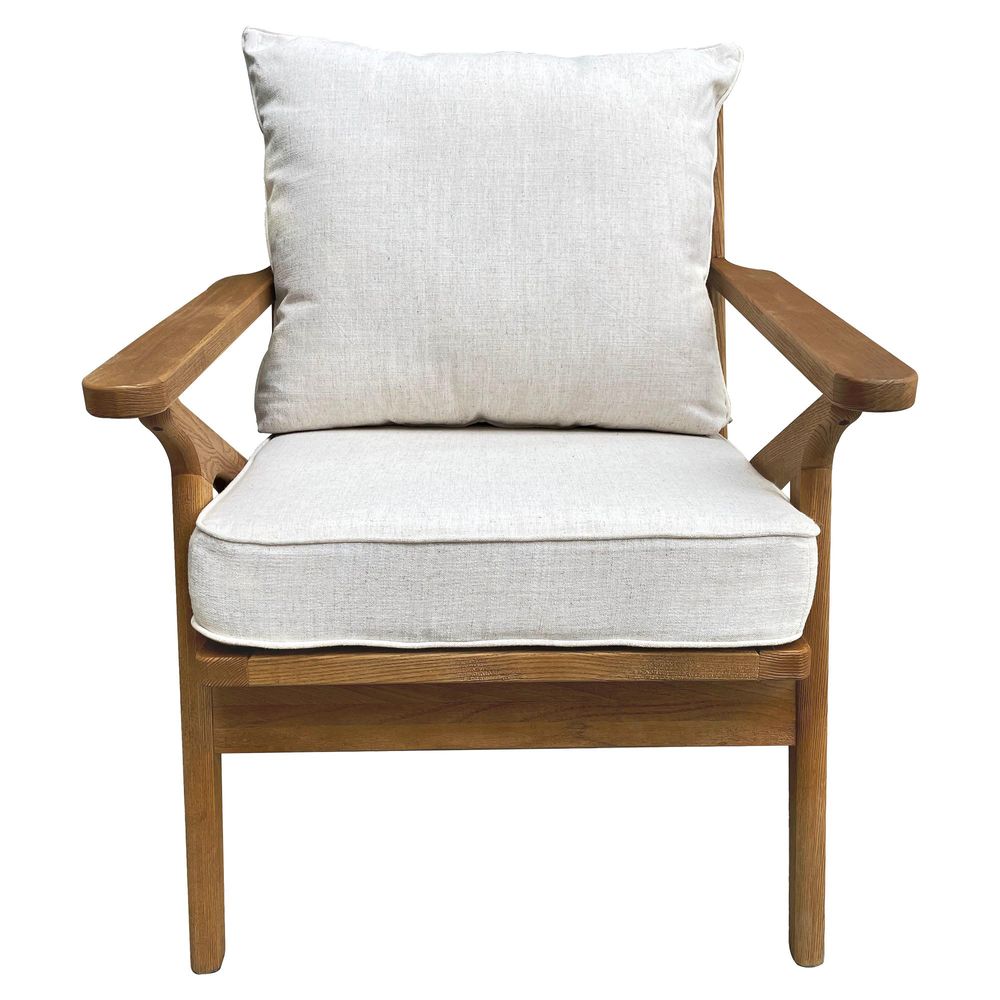 Ash Wood Chair W/Natural Cream Cushions