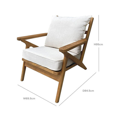 Ash Wood Chair W/Natural Cream Cushions