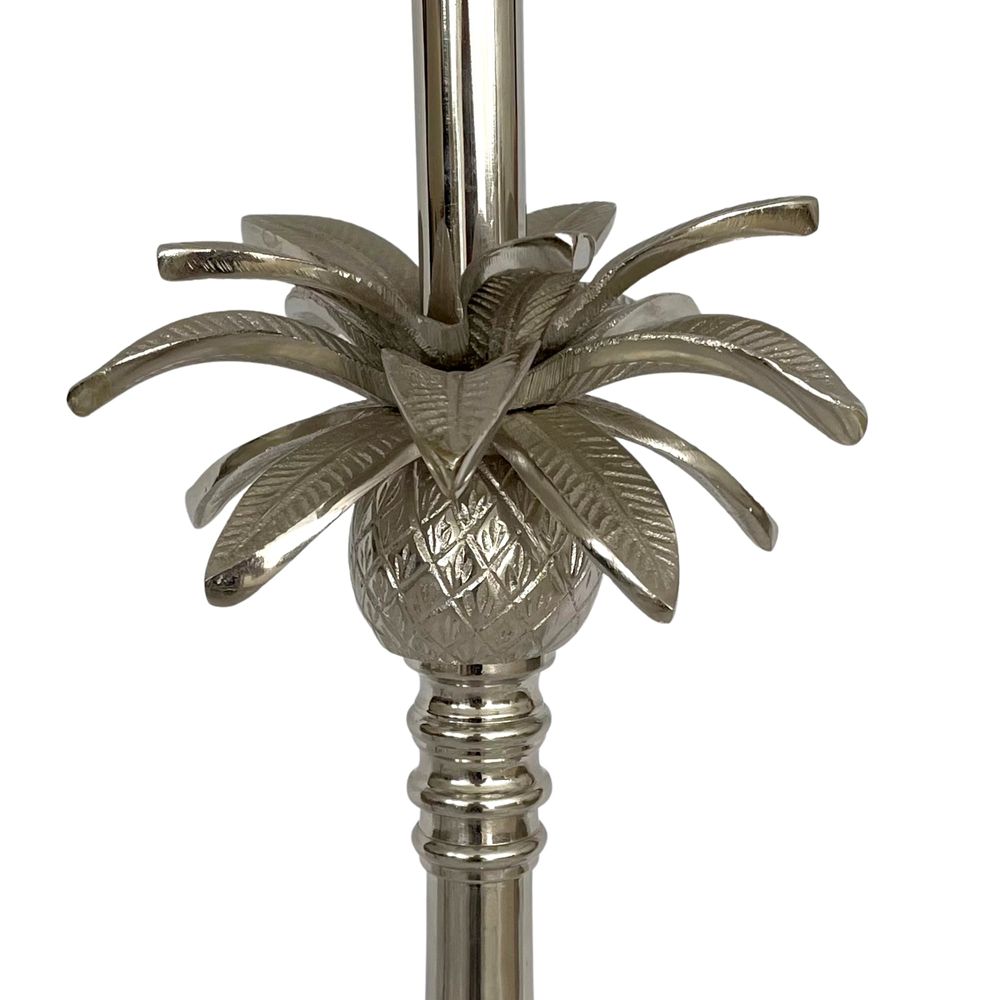 Nickel Pineapple Leaf Lamp W/White Shade