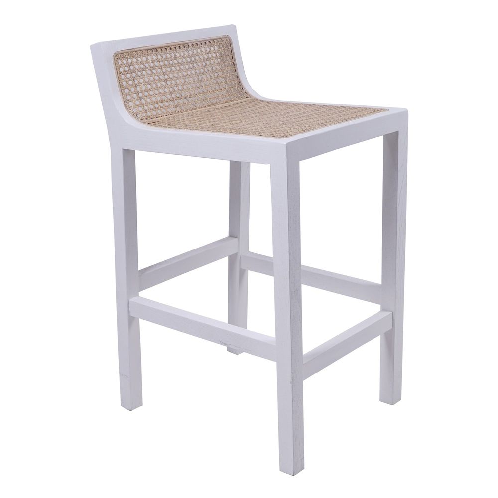 Amalfi Natural Elm and Rattan Barstool White