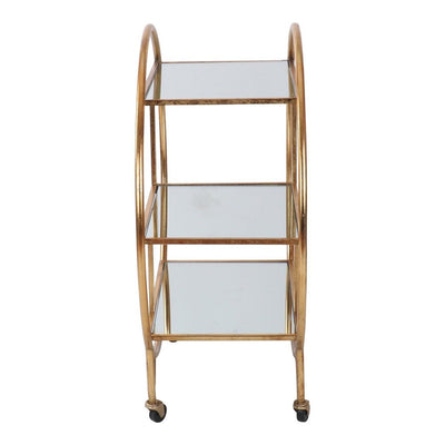 Antique Gold Bar Trolley Mirror Shelves