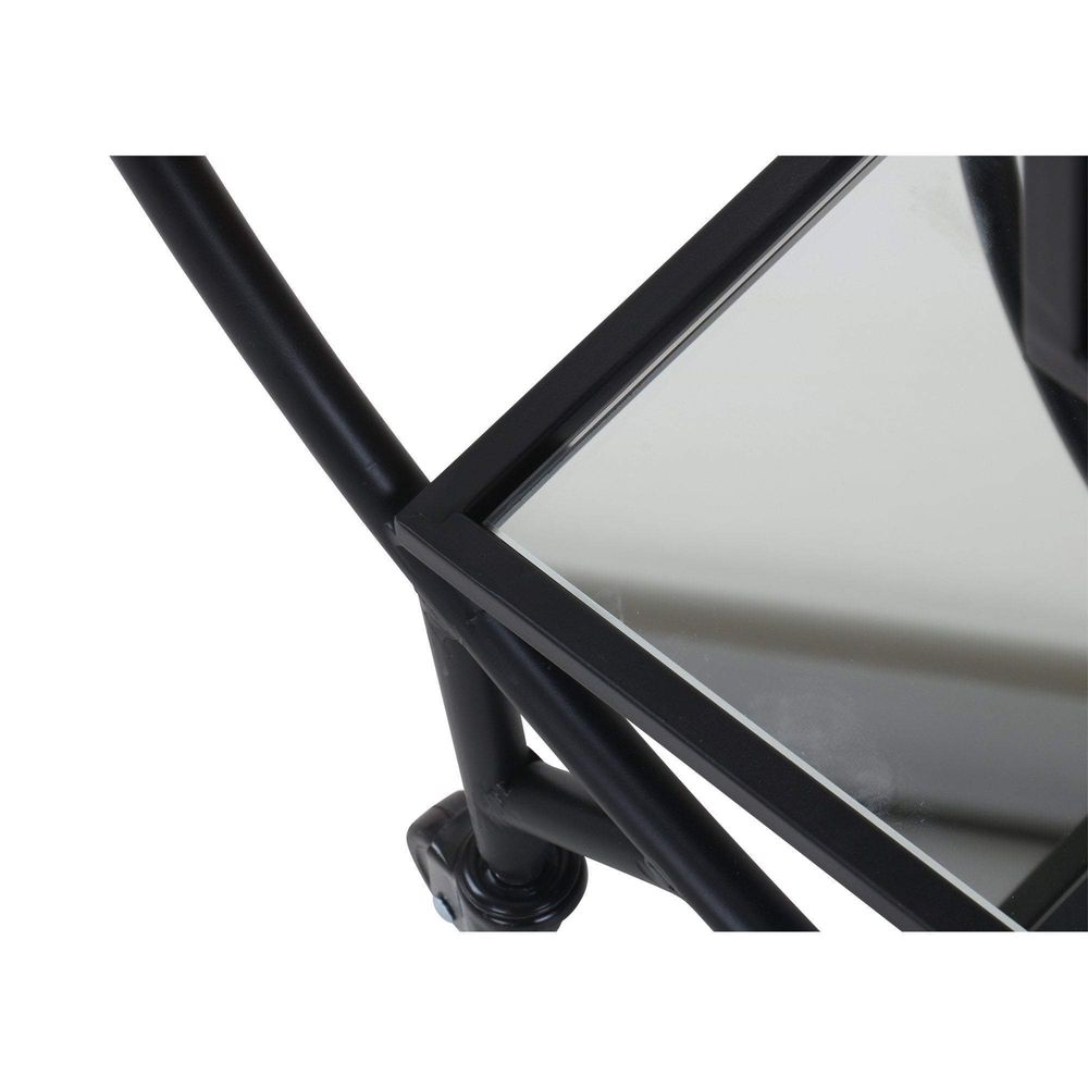 Black Bar Trolley Mirror Shelves