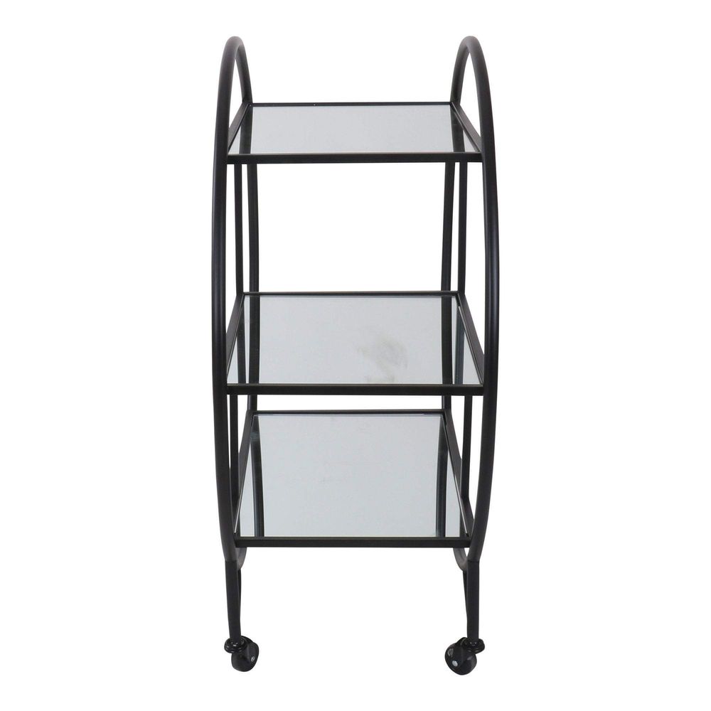 Black Bar Trolley Mirror Shelves