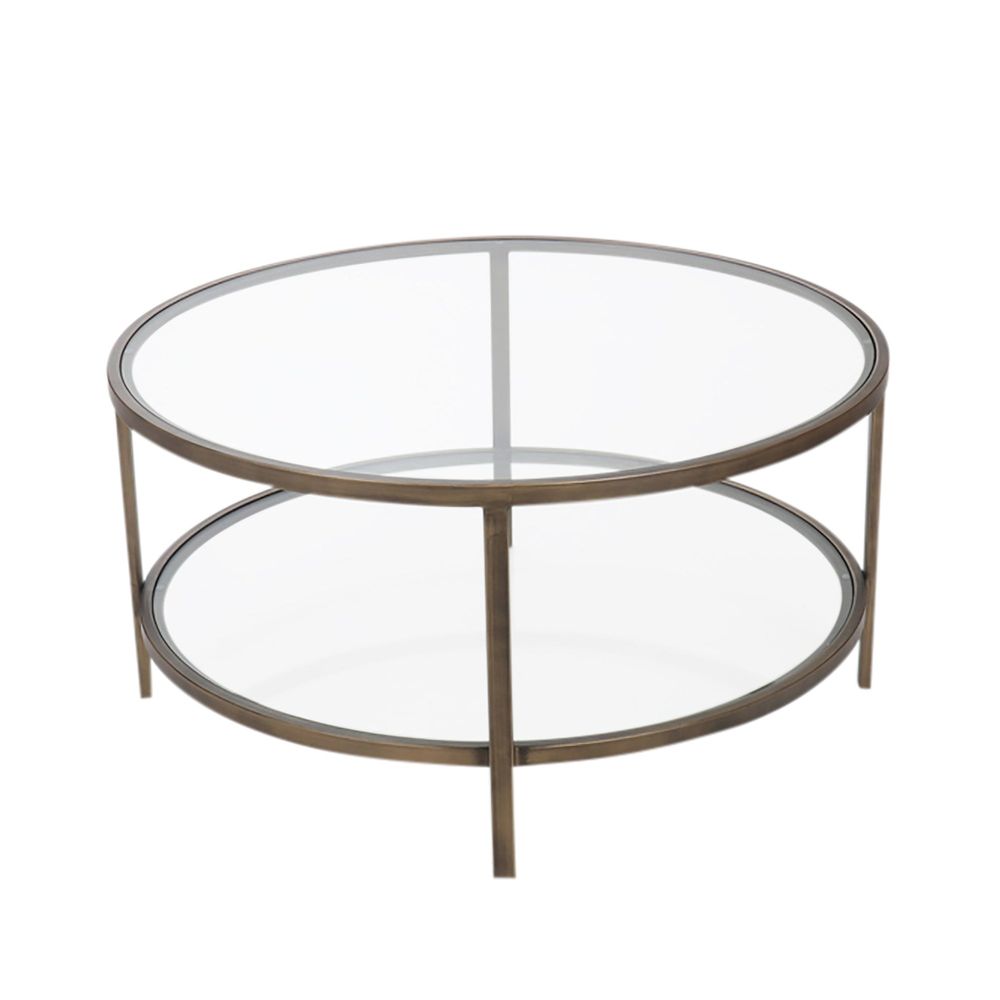 Palladium Glass and Brass Coffee Table