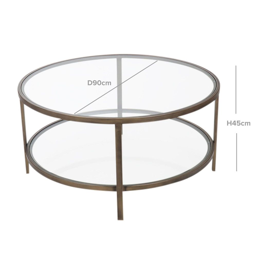 Palladium Glass and Brass Coffee Table