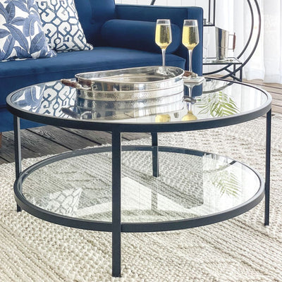 Palladium Glass and Black Coffee Table