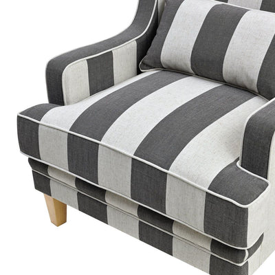 Bondi Grey & Cream Stripe Armchair