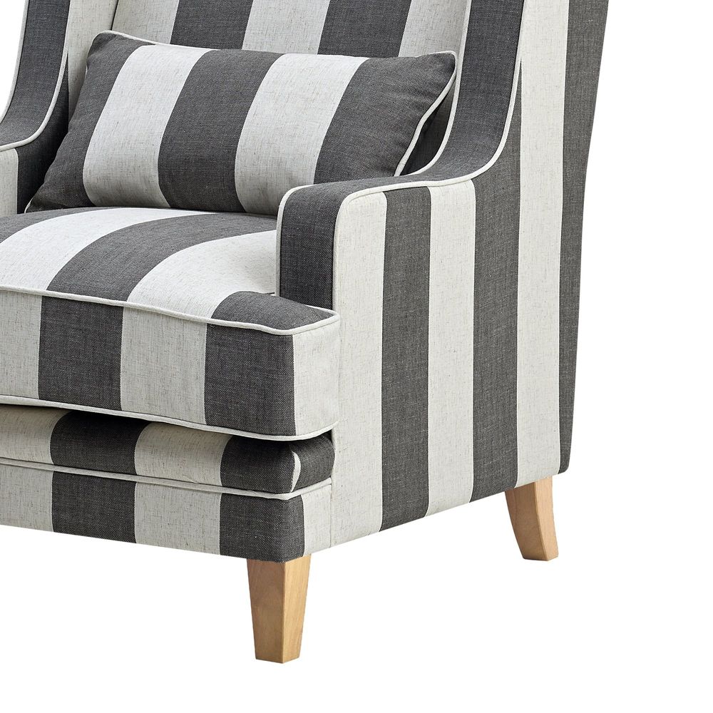 Bondi Grey & Cream Stripe Armchair