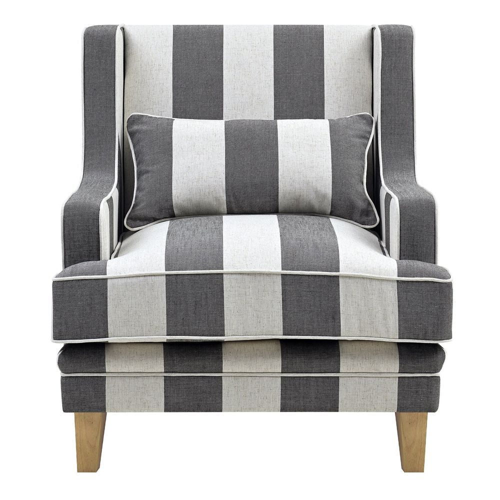 Bondi Grey & Cream Stripe Armchair