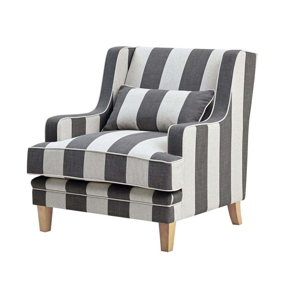 Bondi Grey & Cream Stripe Armchair