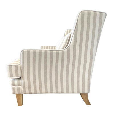 Bondi Hamptons 2 Seat Sofa Natural Stripe W/White Piping