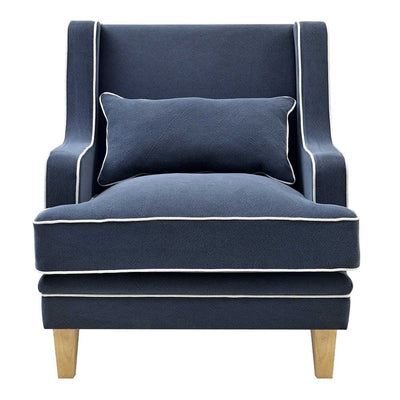 Bondi Armchair Navy W/ White Piping