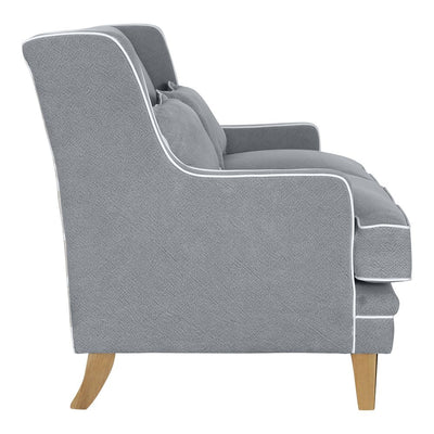 Bondi Hamptons 2 Seat Sofa Grey W/White Piping