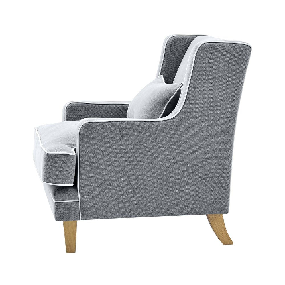 Bondi Armchair Grey W/ White Piping