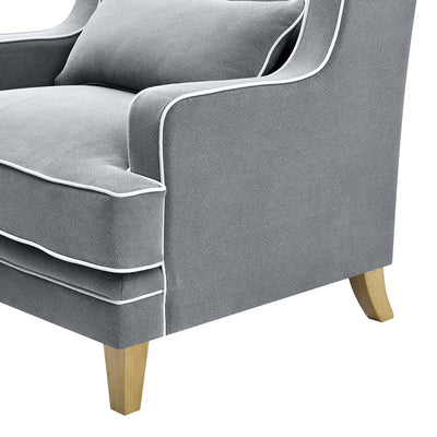 Bondi Armchair Grey W/ White Piping