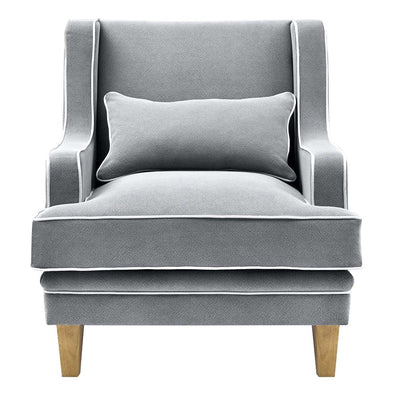 Bondi Armchair Grey W/ White Piping