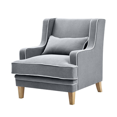 Bondi Armchair Grey W/ White Piping