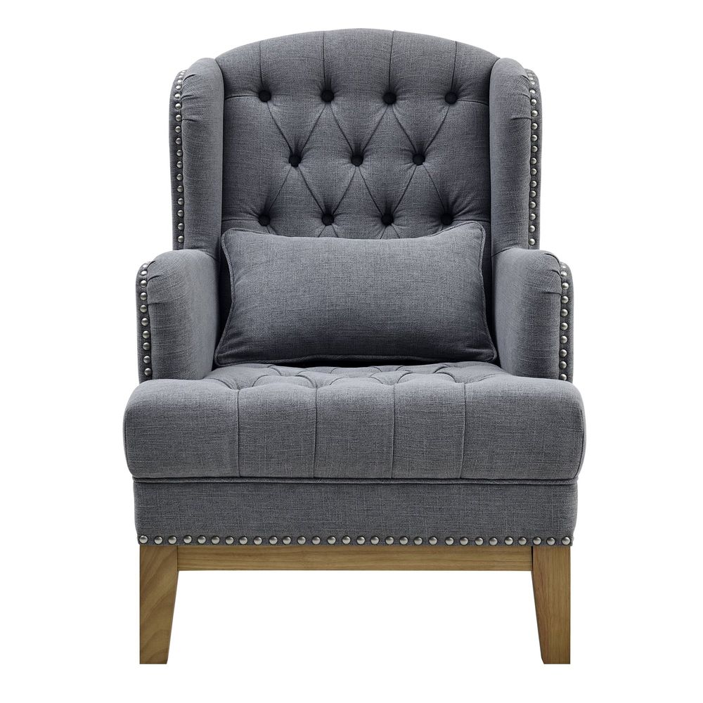 George Buttoned Armchair Grey