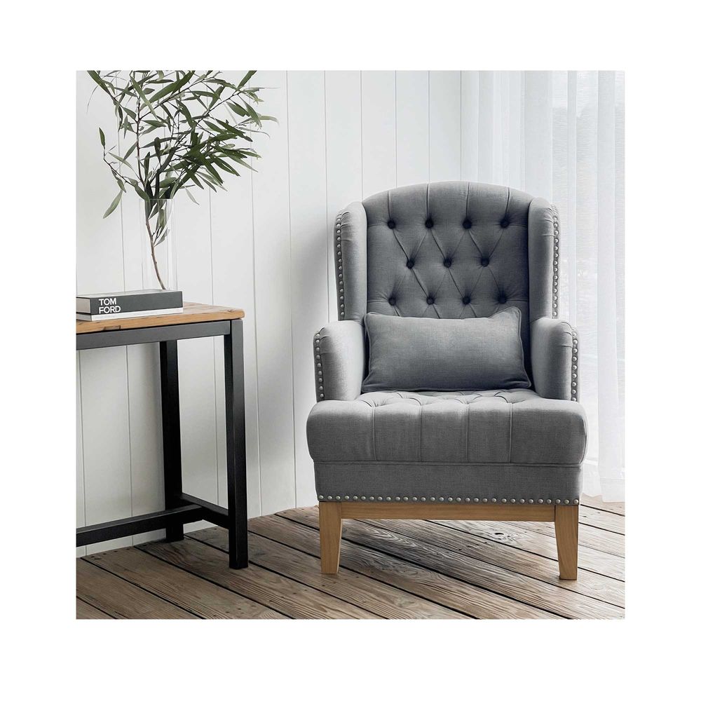 George Buttoned Armchair Grey