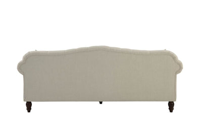 Vaucluse 3 Seat Hamptons Buttoned Sofa Beige Linen Blend