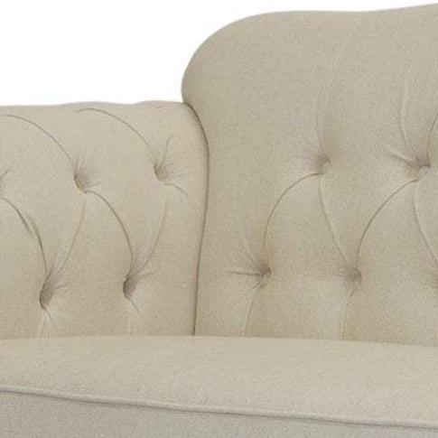 Vaucluse 3 Seat Hamptons Buttoned Sofa Beige Linen Blend