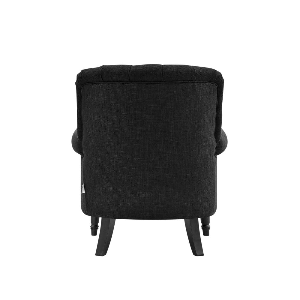 Maurice Charcoal Buttoned Armchair W/ Studs