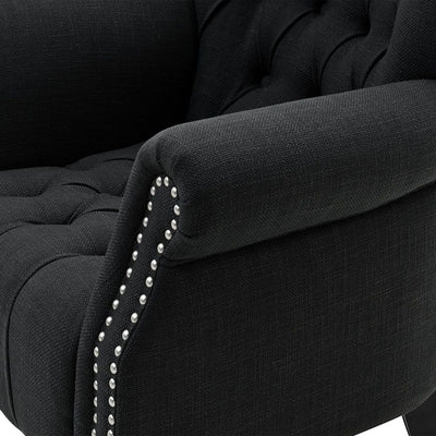 Maurice Charcoal Buttoned Armchair W/ Studs