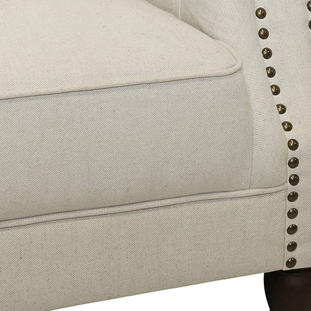 Vaucluse 2 Seat Hamptons Buttoned Sofa Beige Linen Blend