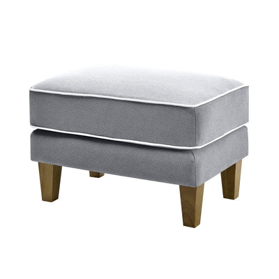 Bondi Ottoman Grey with White Piping